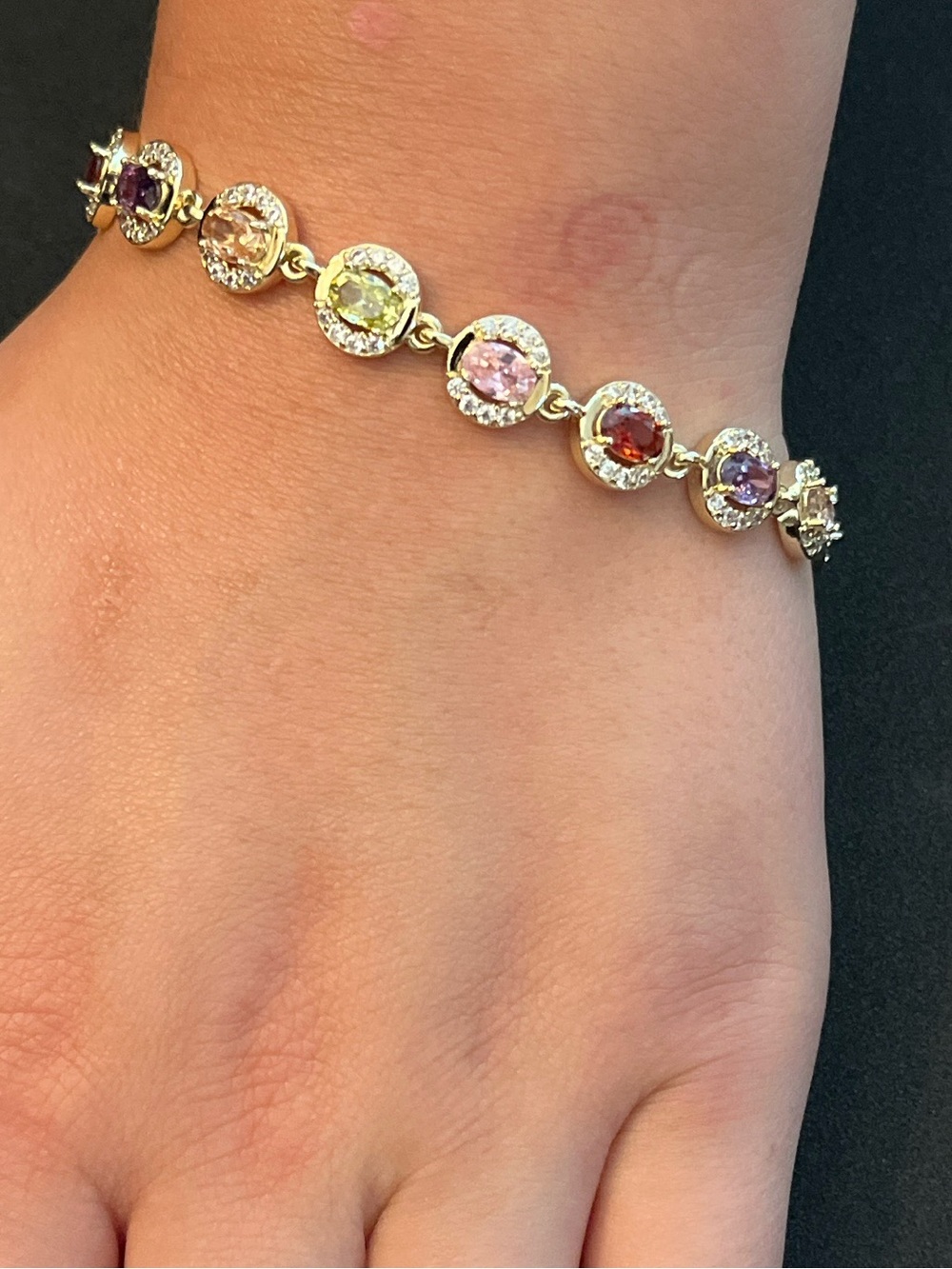 Gold Multi-Stone Halo Bracelet - Women Jewelry